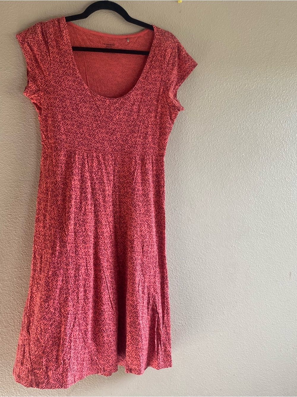 Toad & Co lightweight outdoor summer hiking Coral Patterned Scoop Neck Dress S